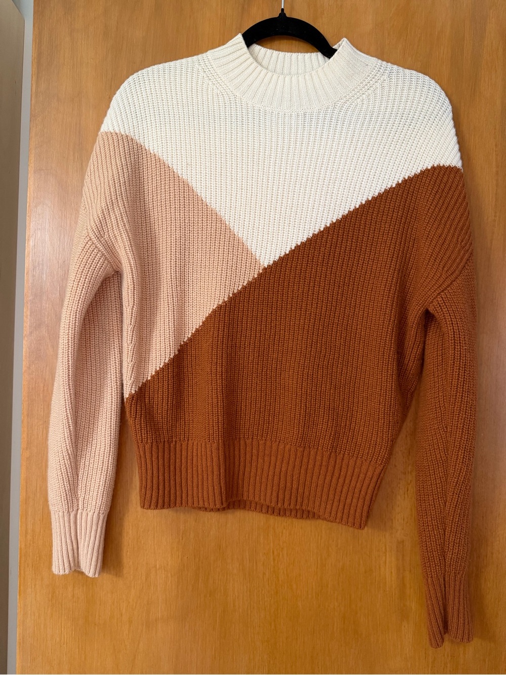 & Other Stories Colorblock Turtleneck Sweater — Cream, Blush & Brown